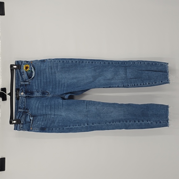 Judy Blue Mona Destresse High Rise Sunflower Patch Slim Fit Jeans Blue Size 31 - Picture 1 of 8